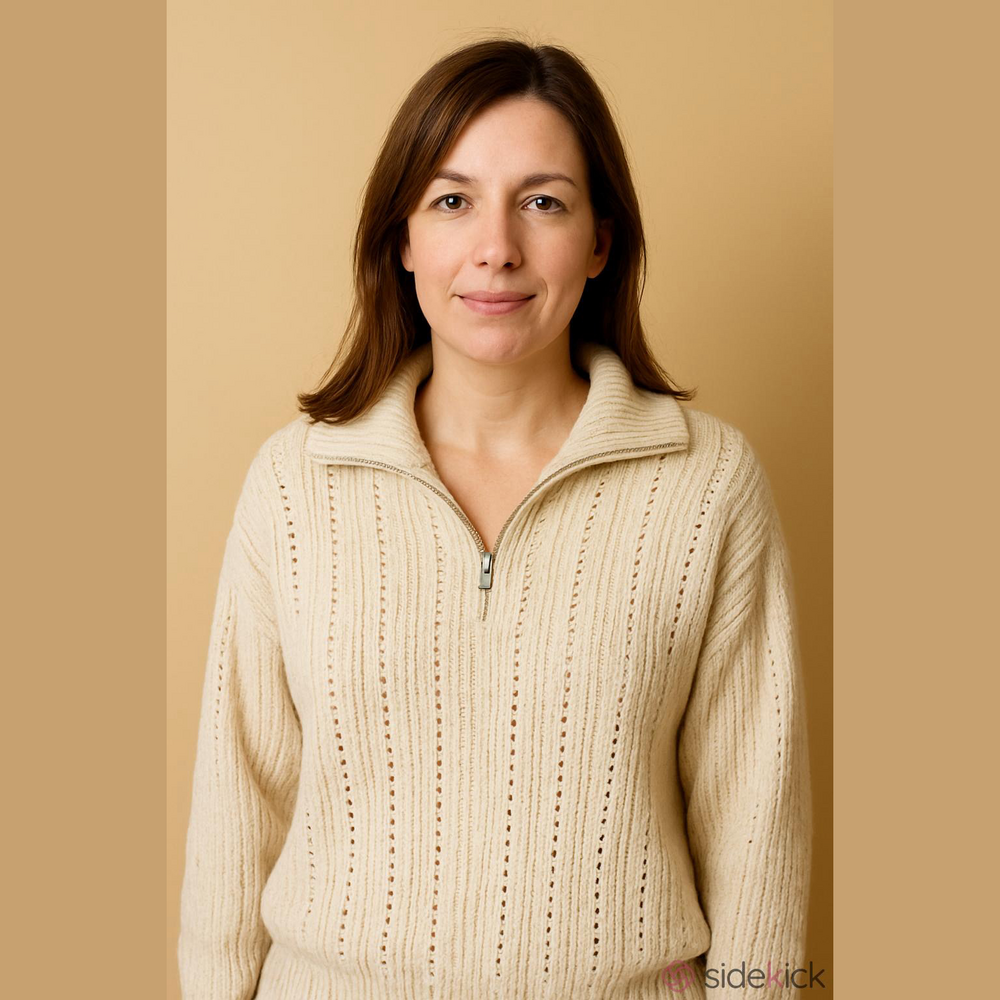 Mango Cream Knit Zip Up Sweater